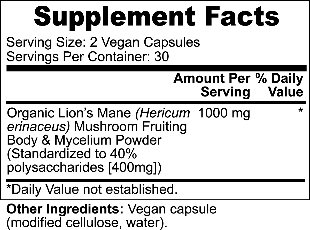 CHAMANIC Premium Lion's Mane Mushroom Capsules - 60 Count